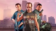 GTA characters holding weapons and bag of money