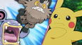 An image of Mewoth and Loudred with Pikachu looking scared