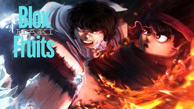 two anime characters are fighting each other with fire and ice .