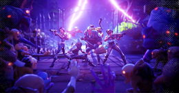 Fortnite characters firing a laser gun.