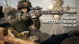 A sniper in full camo from Battlefield 6 next to text that readings "CHEAP BATTLEFIELD 6 DEALS"