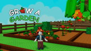 A Roblox character standing in front of her garden in Grow a Garden