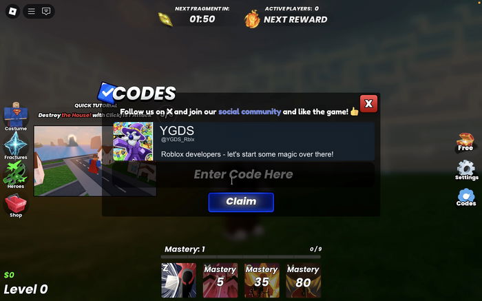 Destroy Codes Roblox