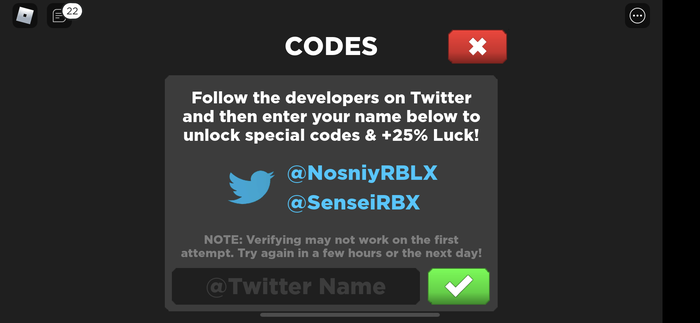 Screenshot of the code redeem screen from Treasure Quest