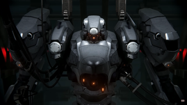 Armored Core 6 mechs in a line.